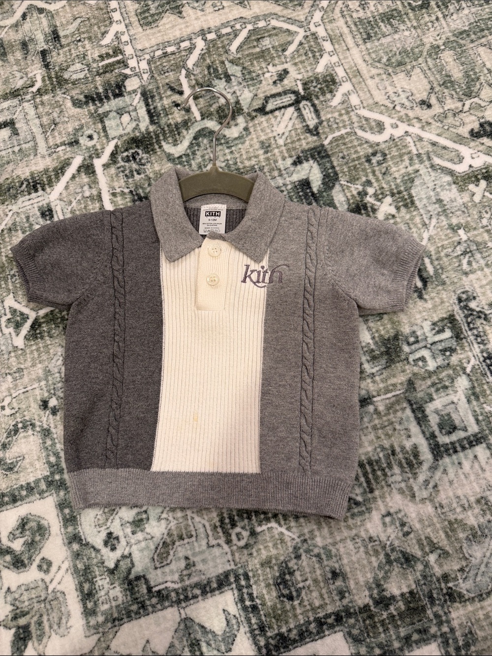 Kith Gray & Cream Knit Polo Sweater Top